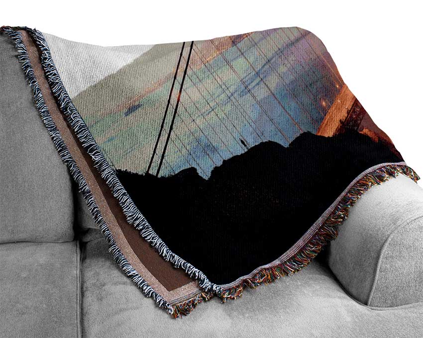 Reflections Of The Golden Gate Bridge Woven Blanket