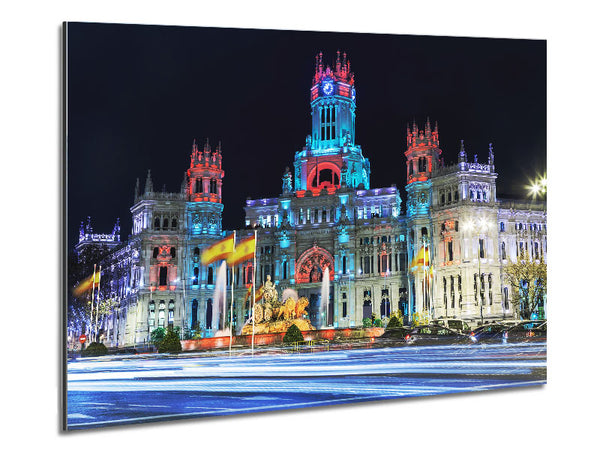 Madrid City Building At Metal Print