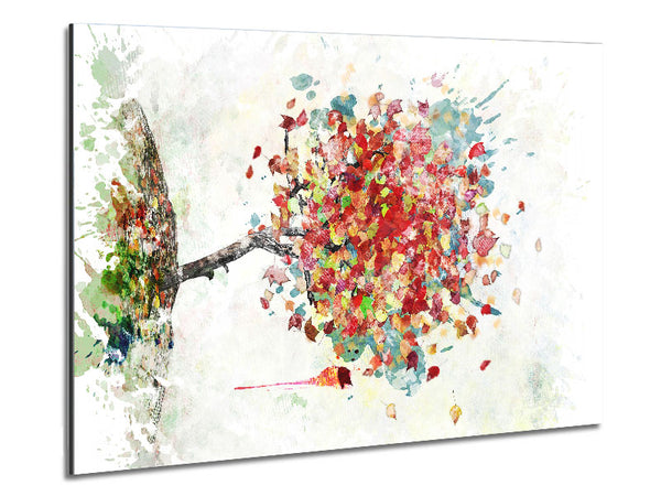 Leaves Falling From The Magical Tree Metal Print