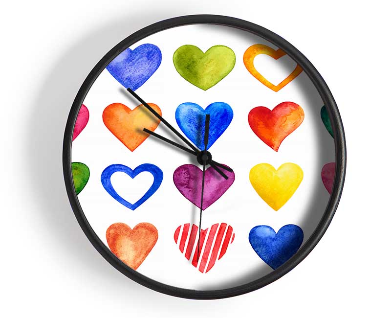Colourful hearts Clock - Wallart-Direct UK