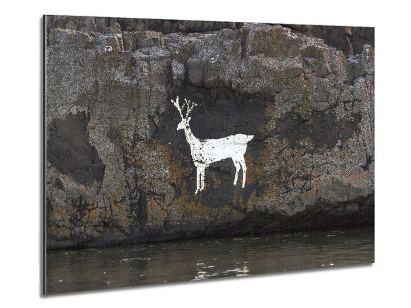 Cave Man Deer Metal Print