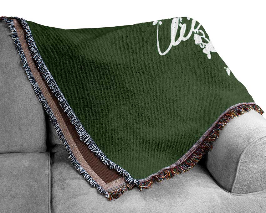 VW Beetle Flower Power Green Woven Blanket