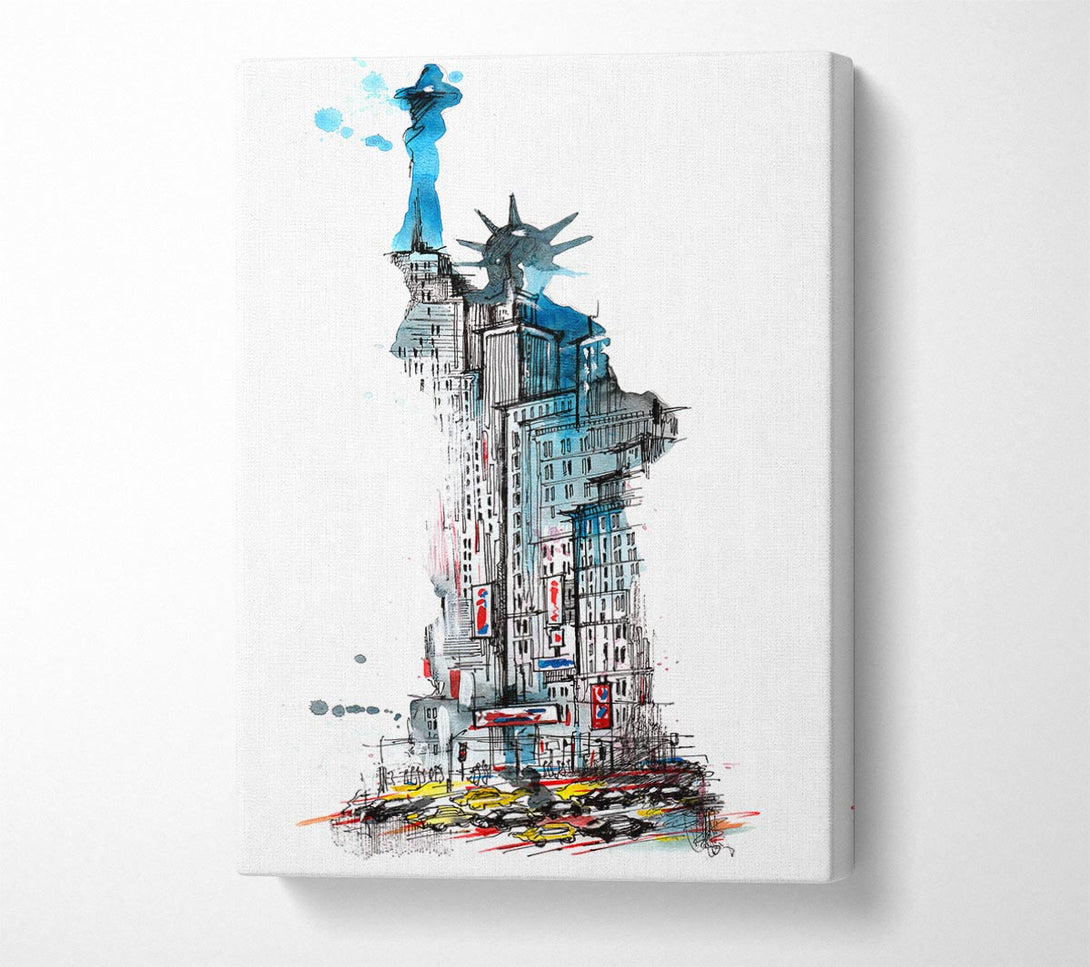  A Canvas Print of The Big Apple In The Statue Of Liberty Canvas Wall Art