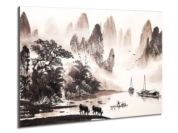 Japanese Fishing Village Metal Print