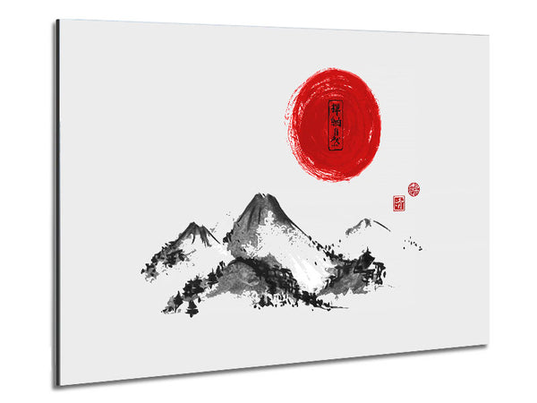 Chinese Red Sun Mountailns Metal Print