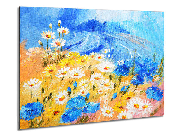 Daisy Yellow Blues Metal Print