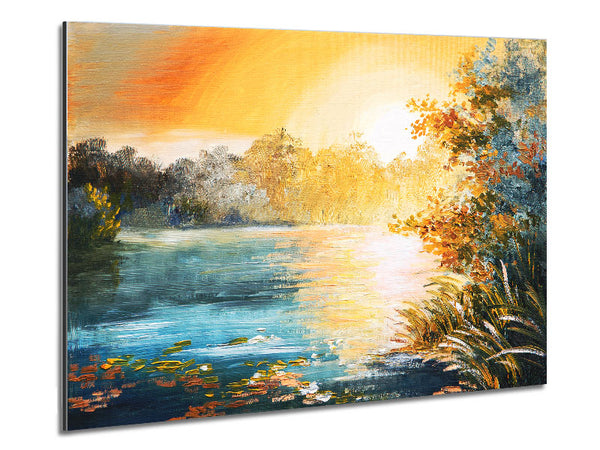 Sunset Water Glow Metal Print
