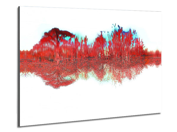 Red Tree River Reflections Metal Print
