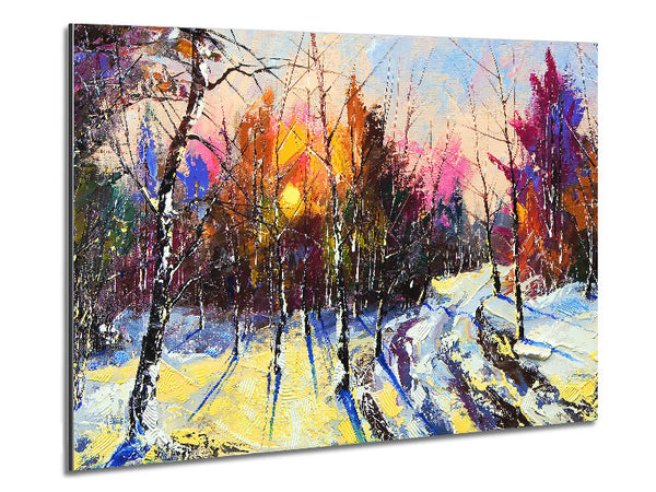 Rainbow Snow Forest Metal Print