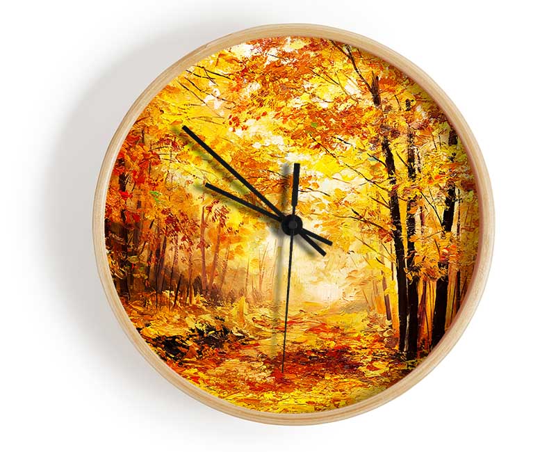 In The Depths Of The Golden Trees Clock - Wallart-Direct UK