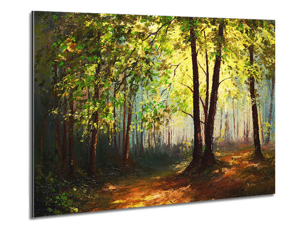 Green Tree Sun Haze Metal Print