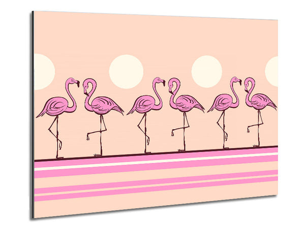 Pink Flamingo moon Metal Print