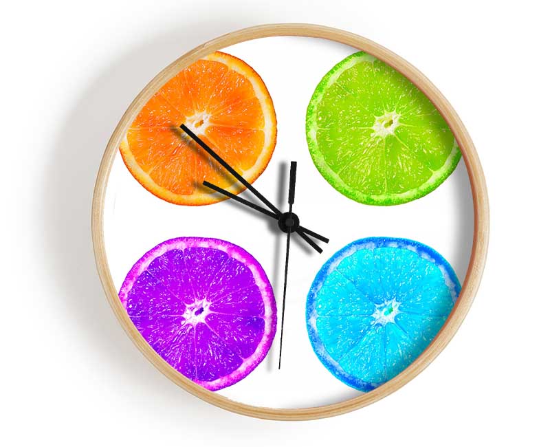 Rainbow Orange Slices Clock - Wallart-Direct UK