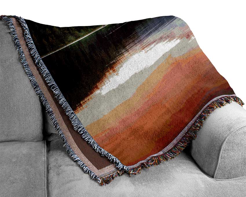 Mountain Sunset Reflections Woven Blanket