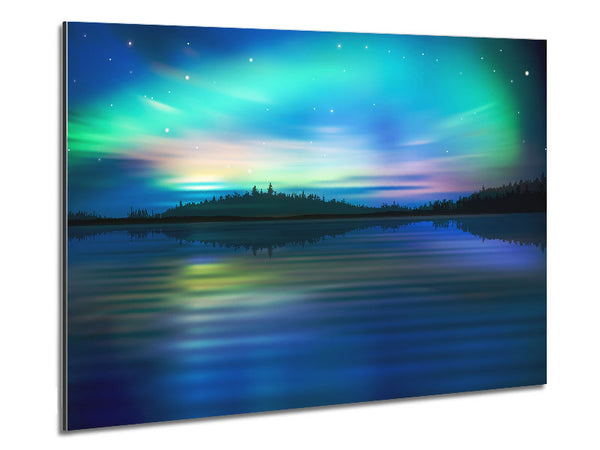Northern Lights Lake Dream Metal Print