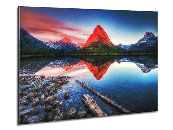 Reflections Of the Mountain Peak Lake Metal Print