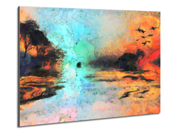 Birds At The Sunset Metal Print