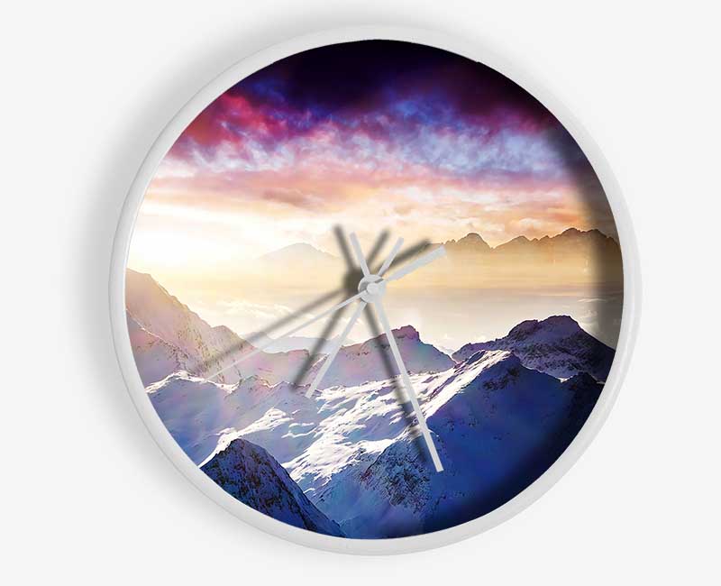 Snow Mountains 2 Clock - Wallart-Direct UK