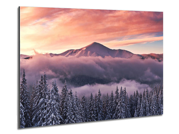 Mountain Winter Mist Metal Print
