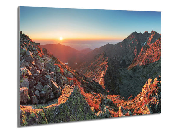 Red Rock Sun Beam Metal Print