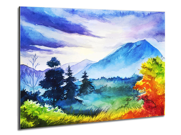 Autumn Mountain trees Metal Print