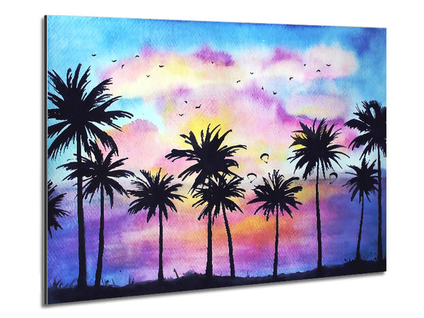 Palm Tree Birds Metal Print