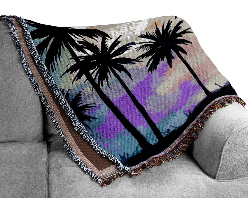 Palm Tree Birds Woven Blanket