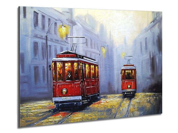 Tram City Nights Metal Print