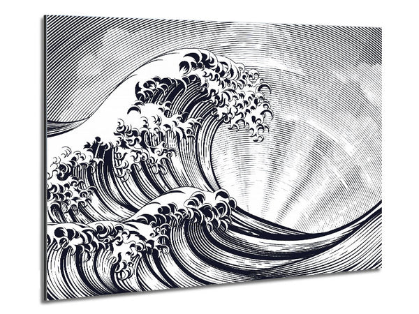 Black Wave Sun Beam Metal Print