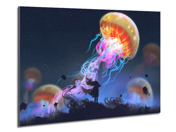 Electric Jellyfish Metal Print