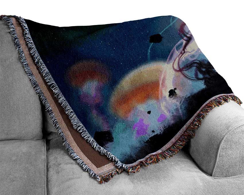 Electric Jellyfish Woven Blanket