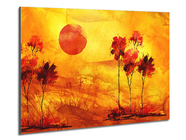 Red Tree Sun Metal Print