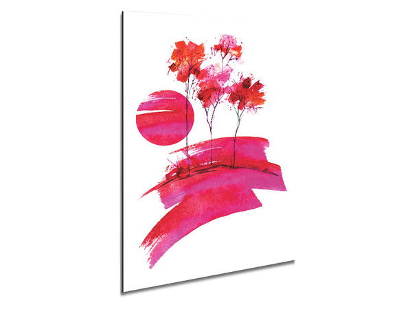 Pink Sun Trees Metal Print