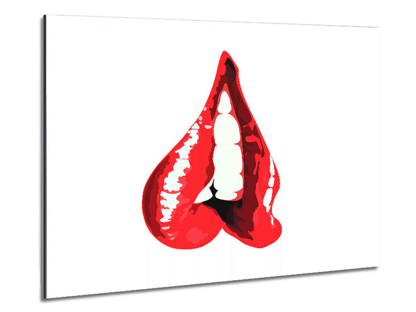 Red Lip Bite 1 Metal Print
