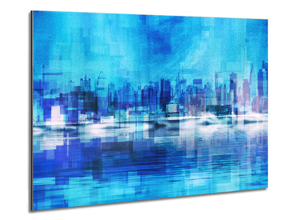 Electric Blue City Metal Print