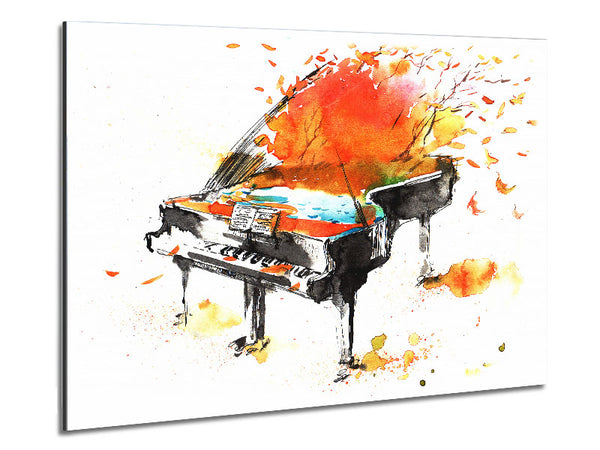 Autumn Piano Metal Print