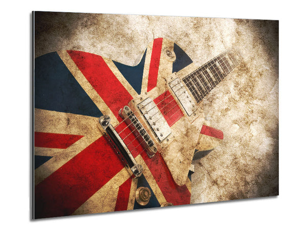 British Retro Guitar 1 Metal Print
