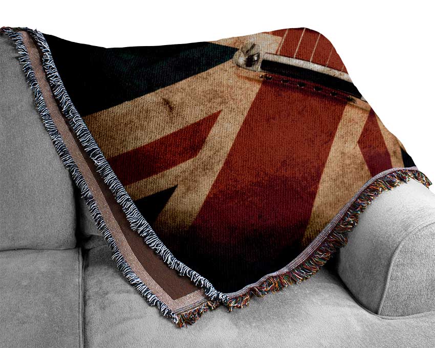 British Retro Guitar 1 Woven Blanket