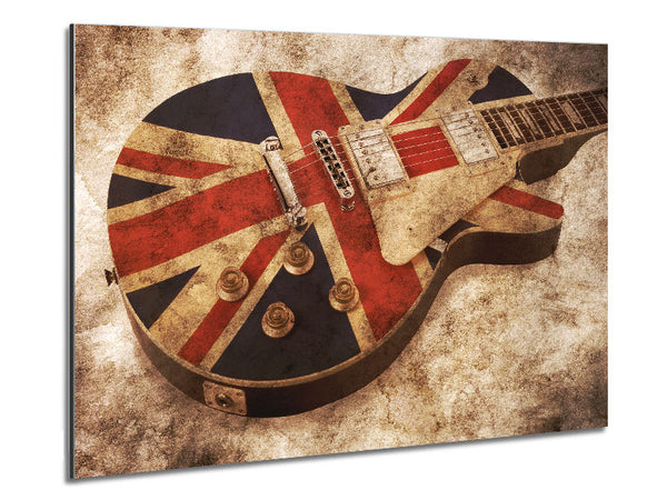 British Retro Guitar 2 Metal Print