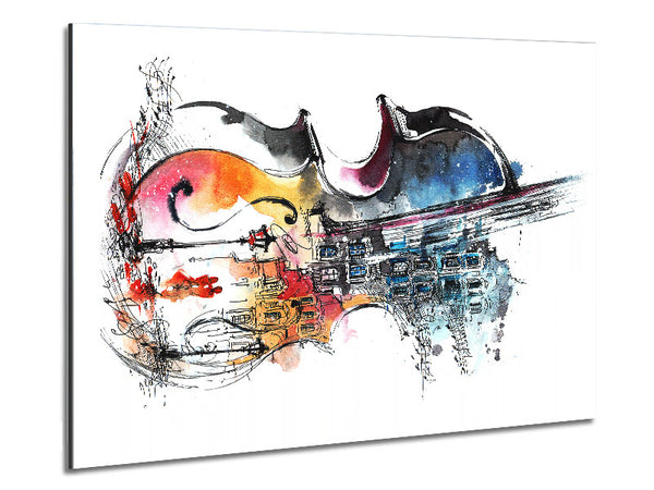 Double Bass In The Music Metal Print
