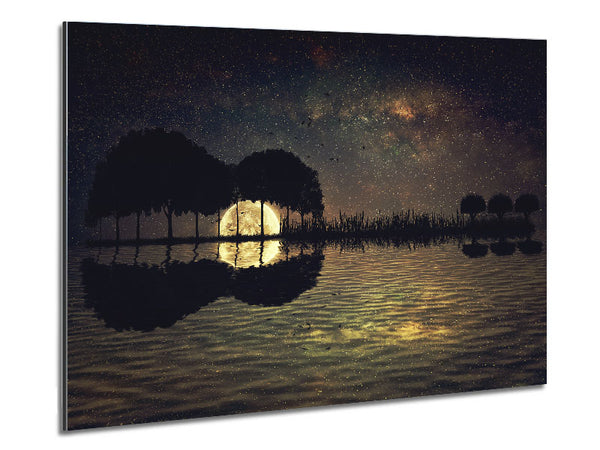 Guitar Tree Moonlight Metal Print