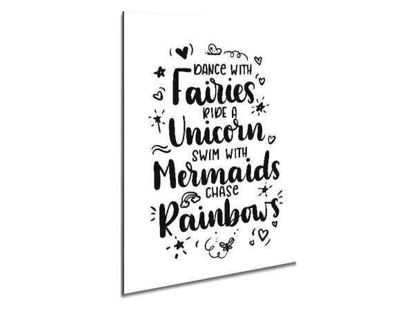 Dance With Fairies Ride A Unicorn Metal Print
