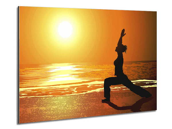 Yoga Sunset Metal Print