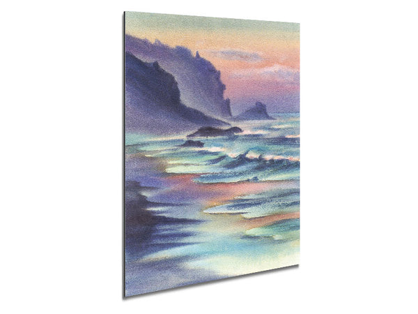 Ocean Waves Against The Mountain Rocks Metal Print