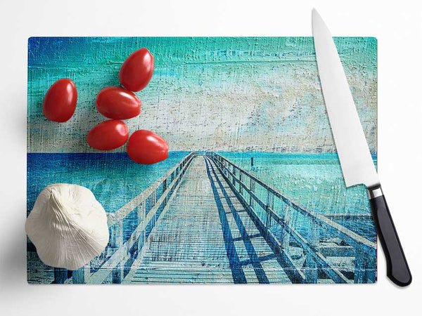 Pier Blues Glass Chopping Board