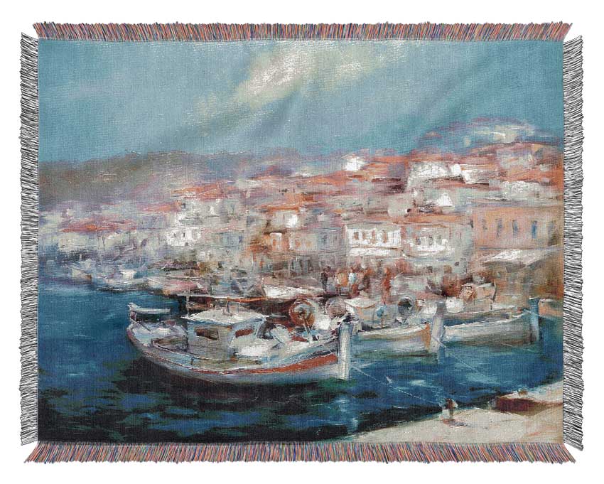 Italian Fishing Village 3 Woven Blanket