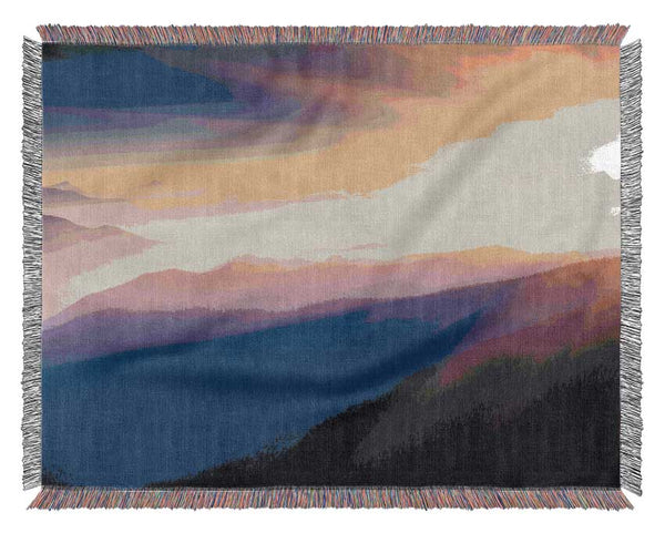 Misty Sunrise Mountains Woven Blanket
