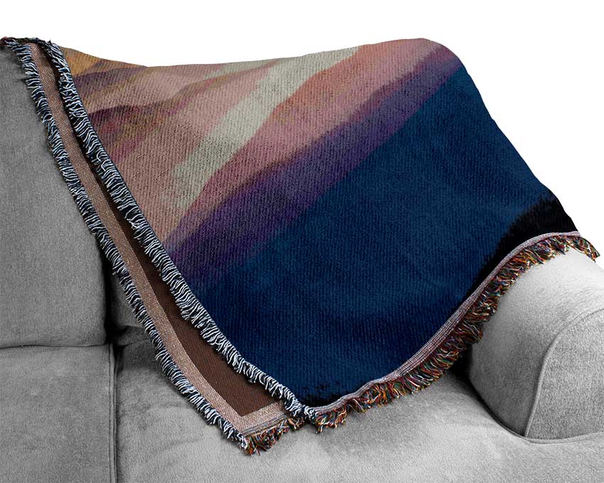 Misty Sunrise Mountains Woven Blanket