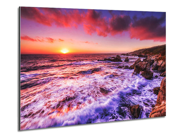 Pink Ocean Waves Metal Print