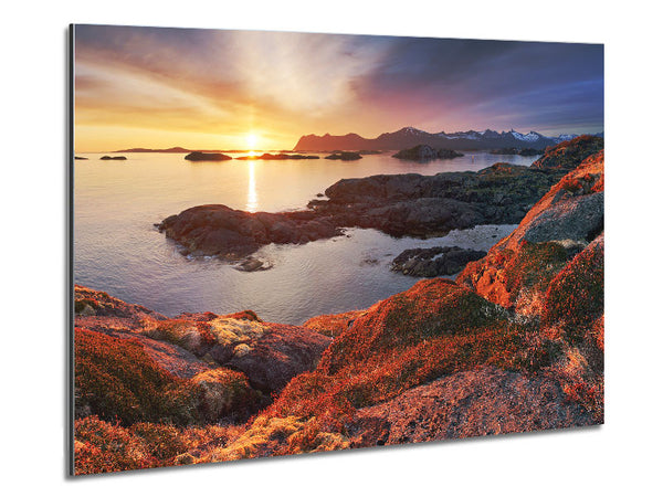 Mountain Sun Sparkle Metal Print